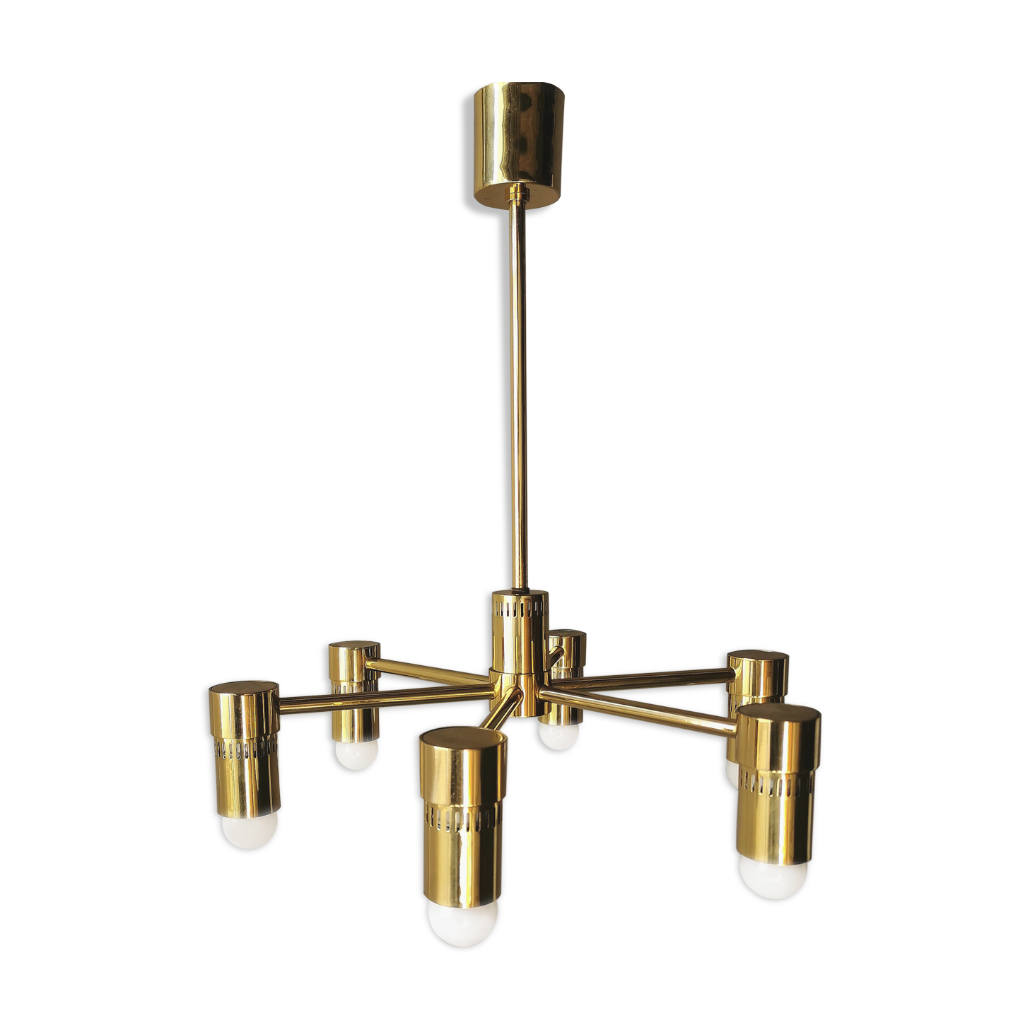 Luster 6 Italian gilded brass fires 1970