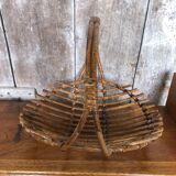 Old rattan picking basket vintage wood garden