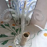 Pair of venice twisted glass wall lights 1 light on mirror background 50's