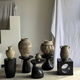 Pawn Black - Stool, side table, end table in solid mango wood.