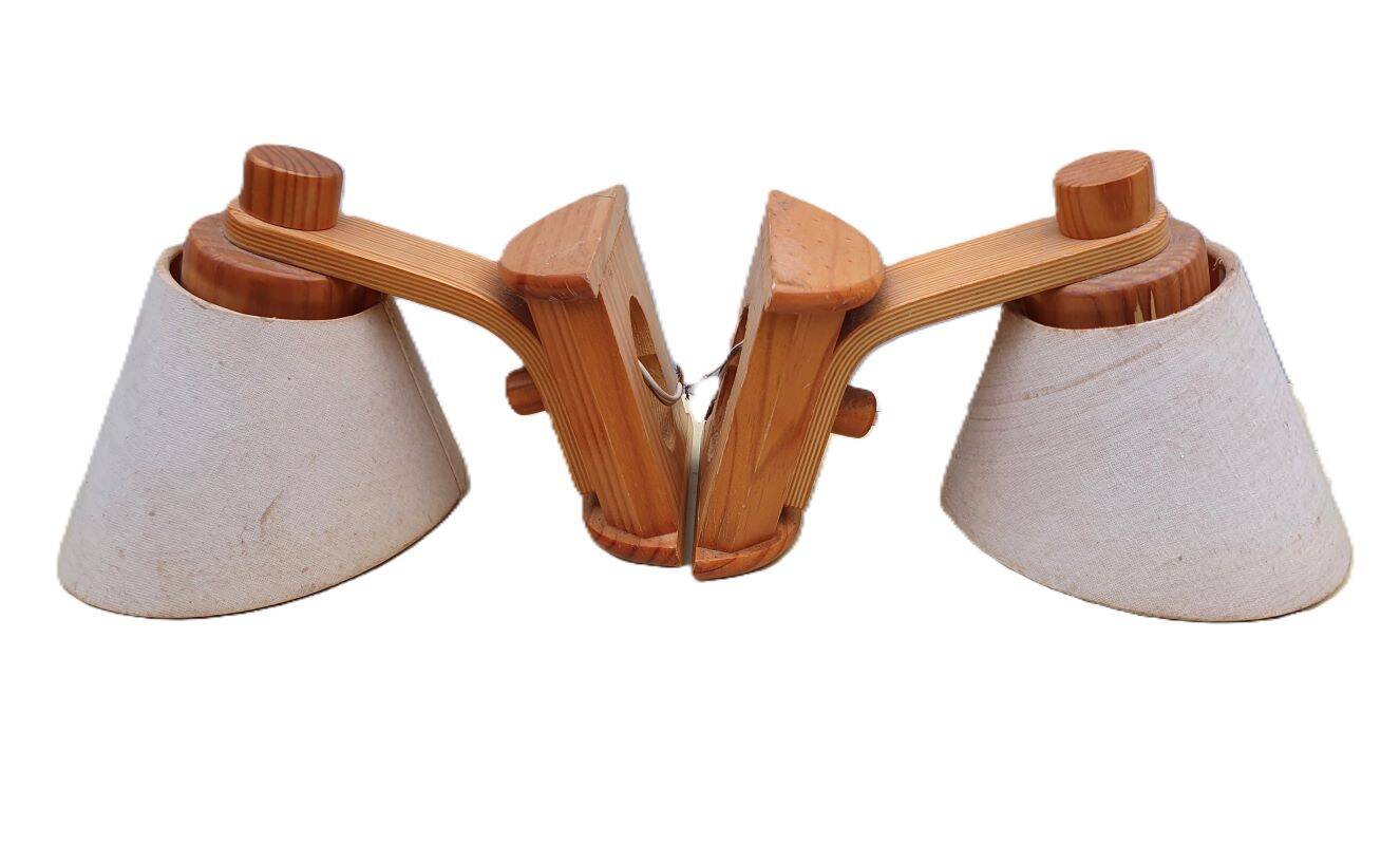 2 vintage pine wall light fixtures