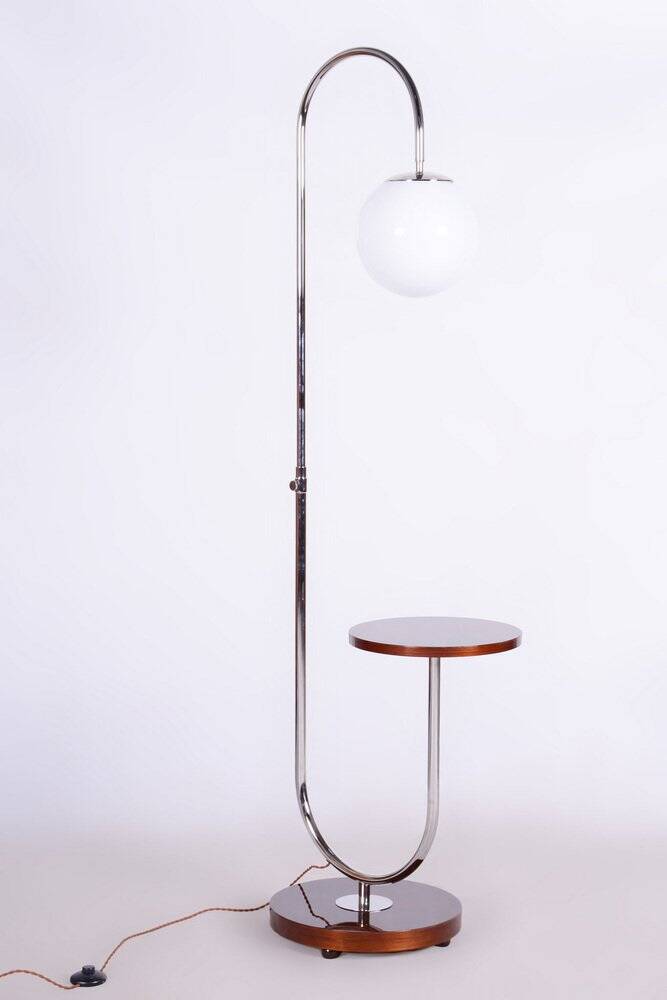 Art Deco Floor Lamp in Chrome attributed to Jindřich Halabala for Up Závody, Czechia, 1930s
