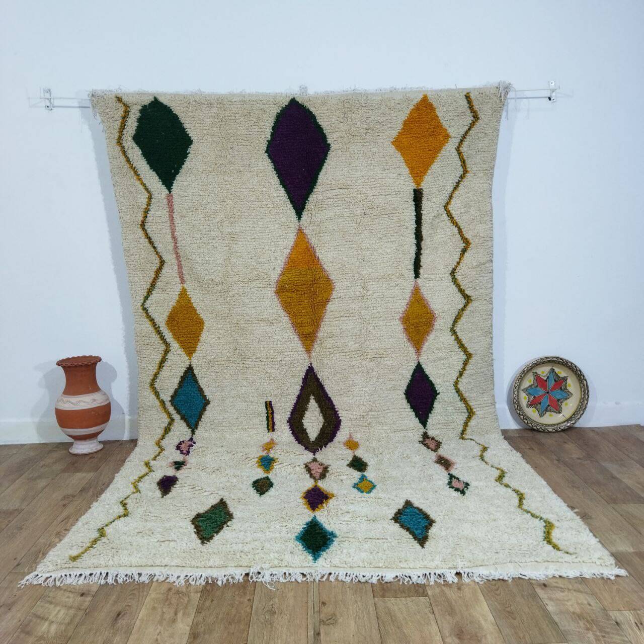 Handmade wool Berber rug 300 x 190 cm