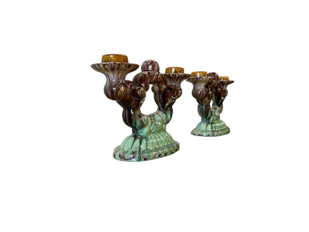 Set of 2 vintage ceramic candlesticks / decoration