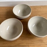 Trio of beige enamelled sandstone bowls