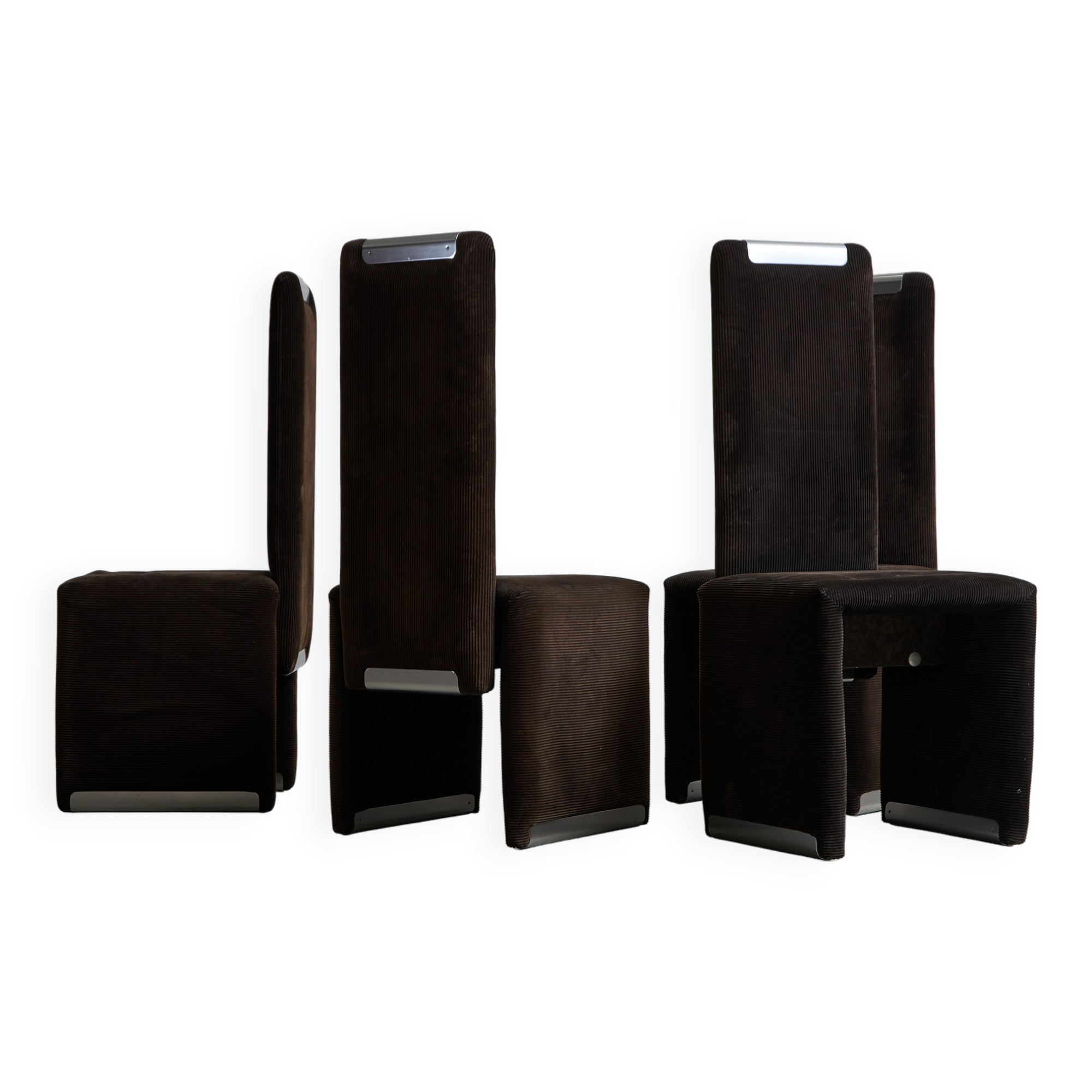 Italian Corduroy Chairs with Chrome Details by Luigi Saccardo, 1970s