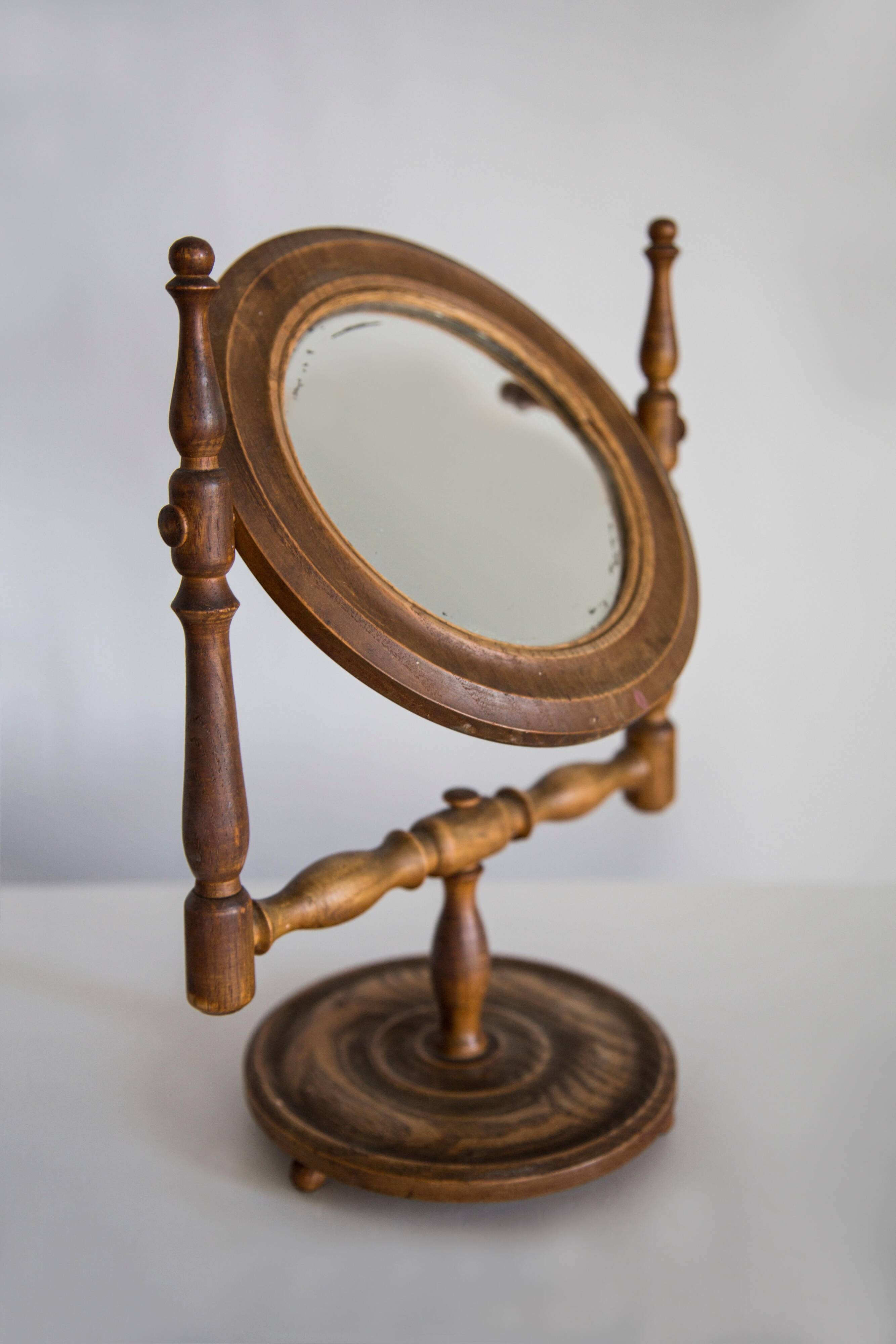 Miroir décoratif brun milieu de siècle avec cadre en bois, Italie, 1960s