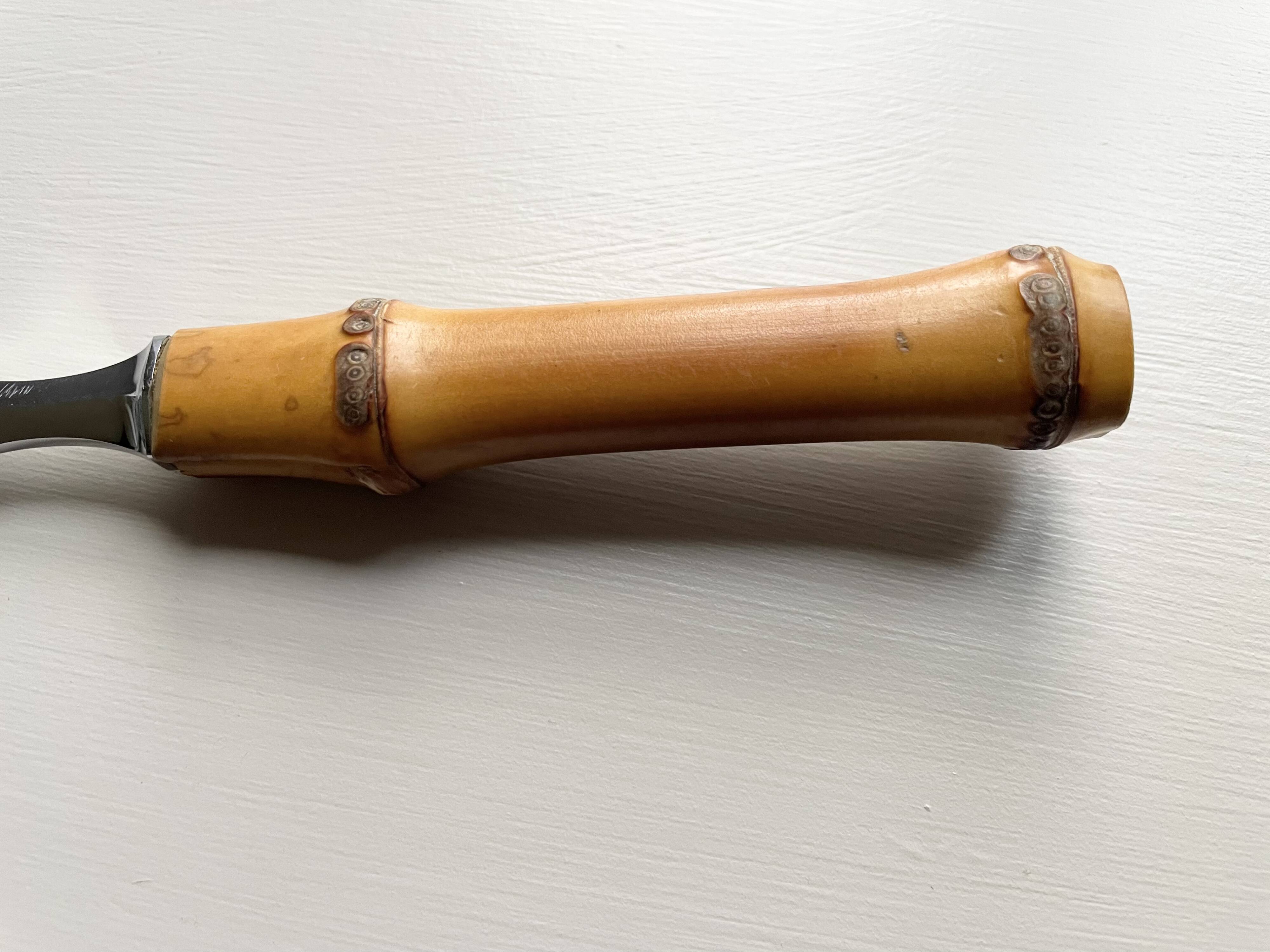 Serving cutlery with bamboo handles