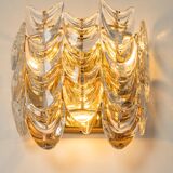 Pair of wall sconces in gilded brass and crystal, Sciolari design, Palwa, Germany, 1960s.
