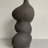 Raw black stoneware vase