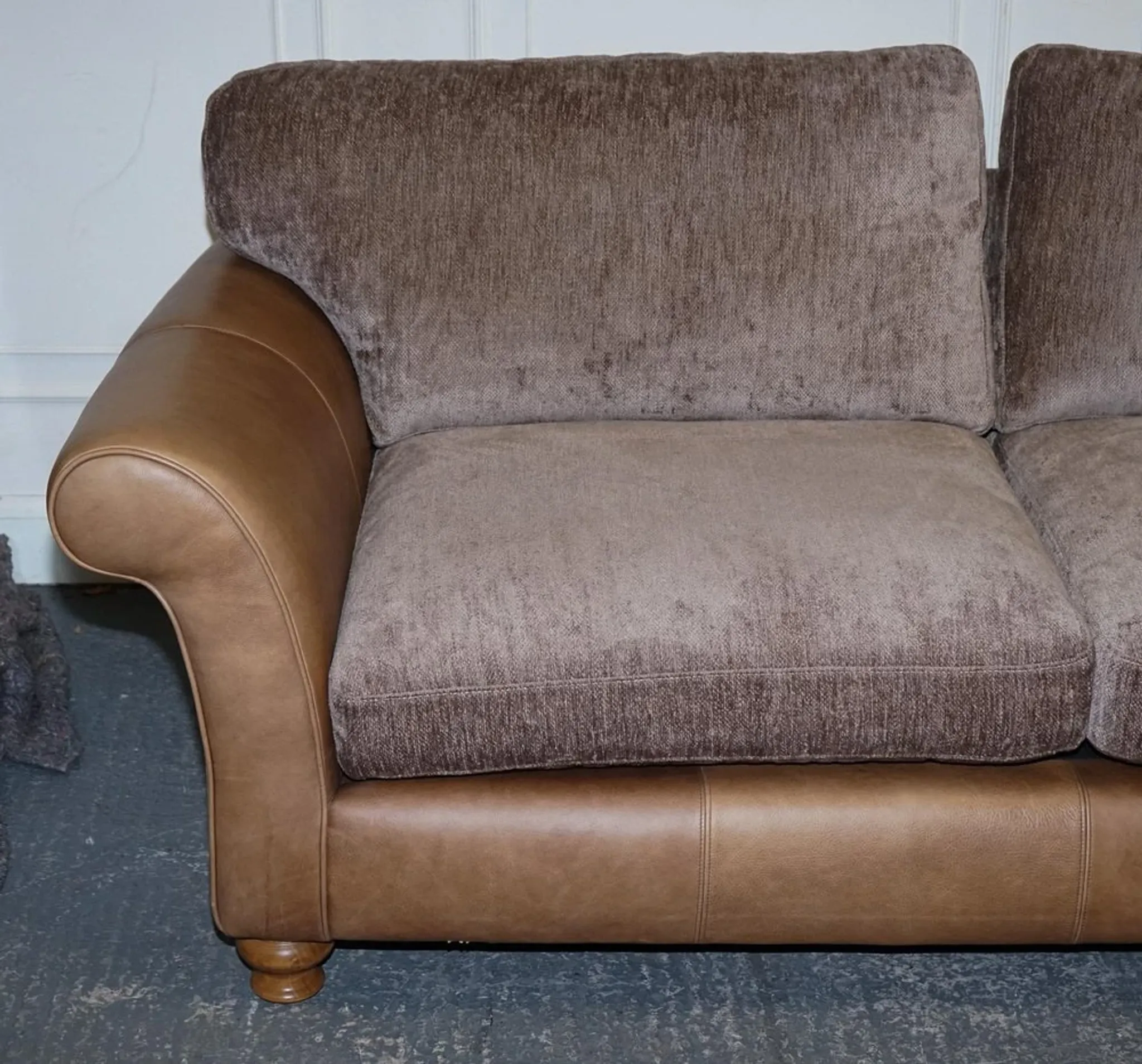 Vintage Three-Seater Sofa in Leather and Fabric by Alexander & James Blake