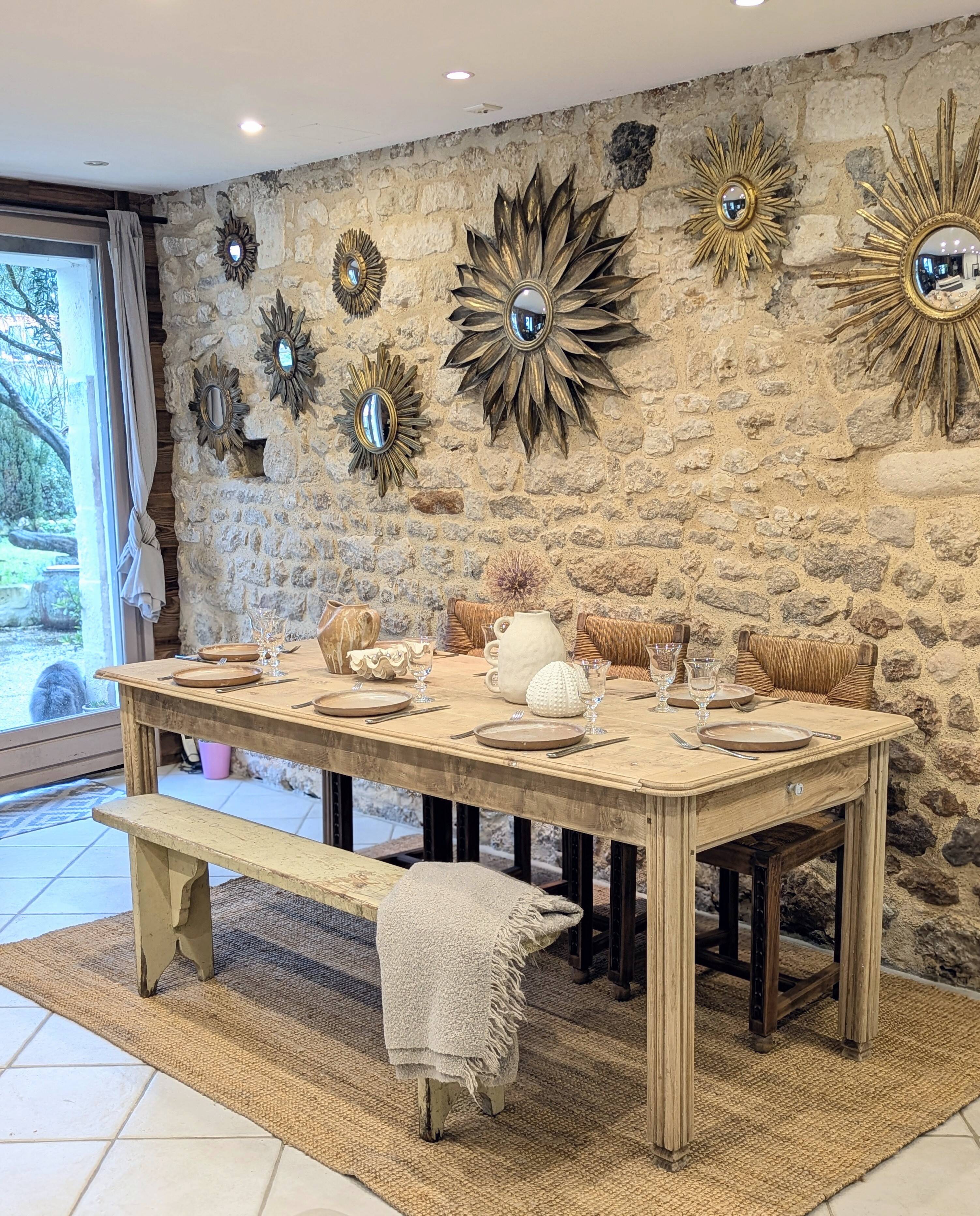 Old farmhouse table in elm