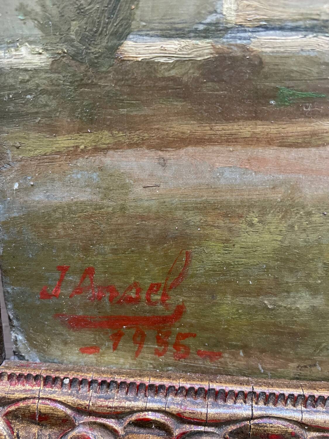 Painting view of Palaiseau J.Ansel 1955