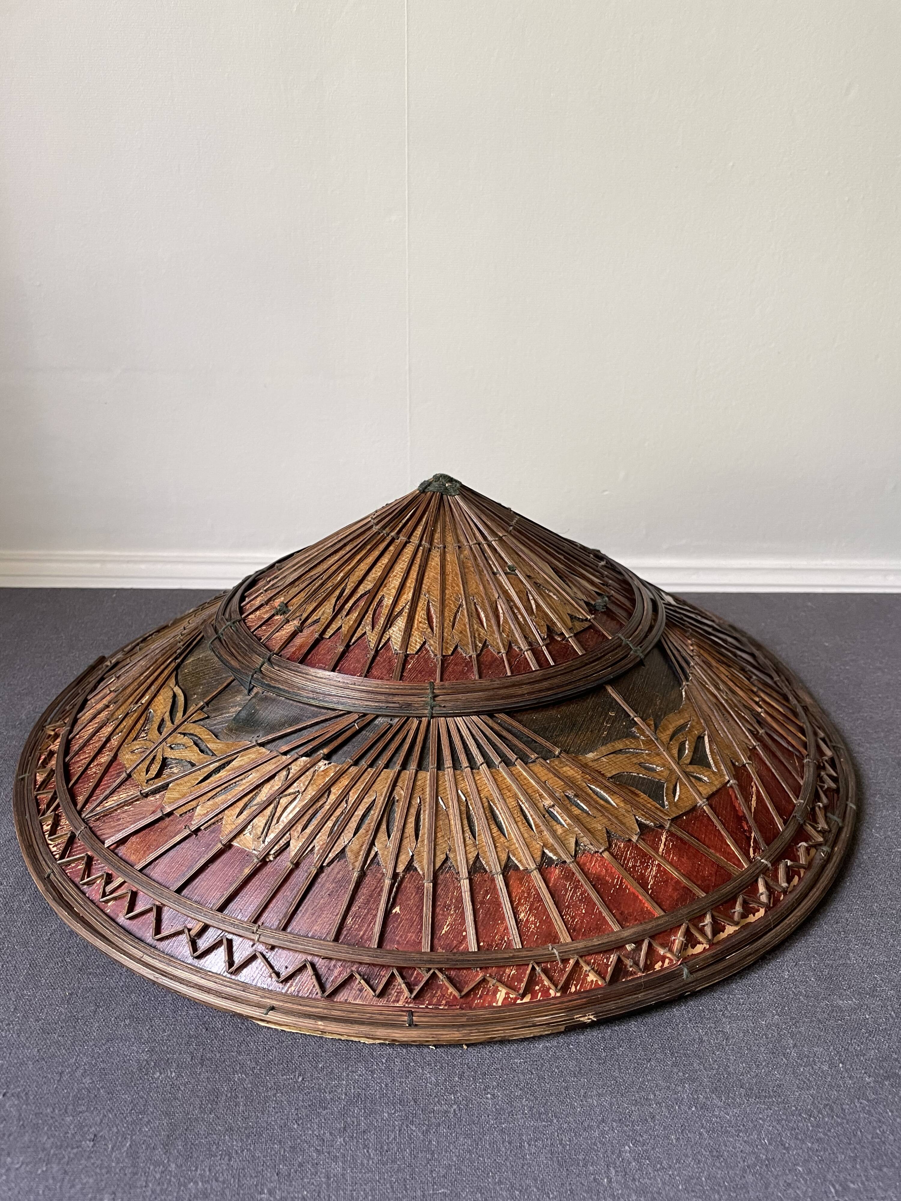 Asian straw and rattan hat
