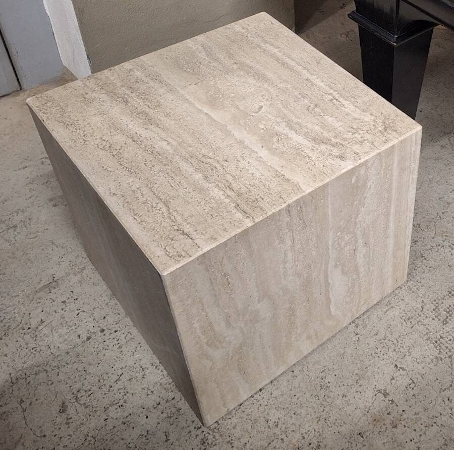 Italian veined travertine coffee table or pedestal