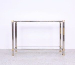 Table console vintage en verre et métal par Pierre Vandel, années 1970