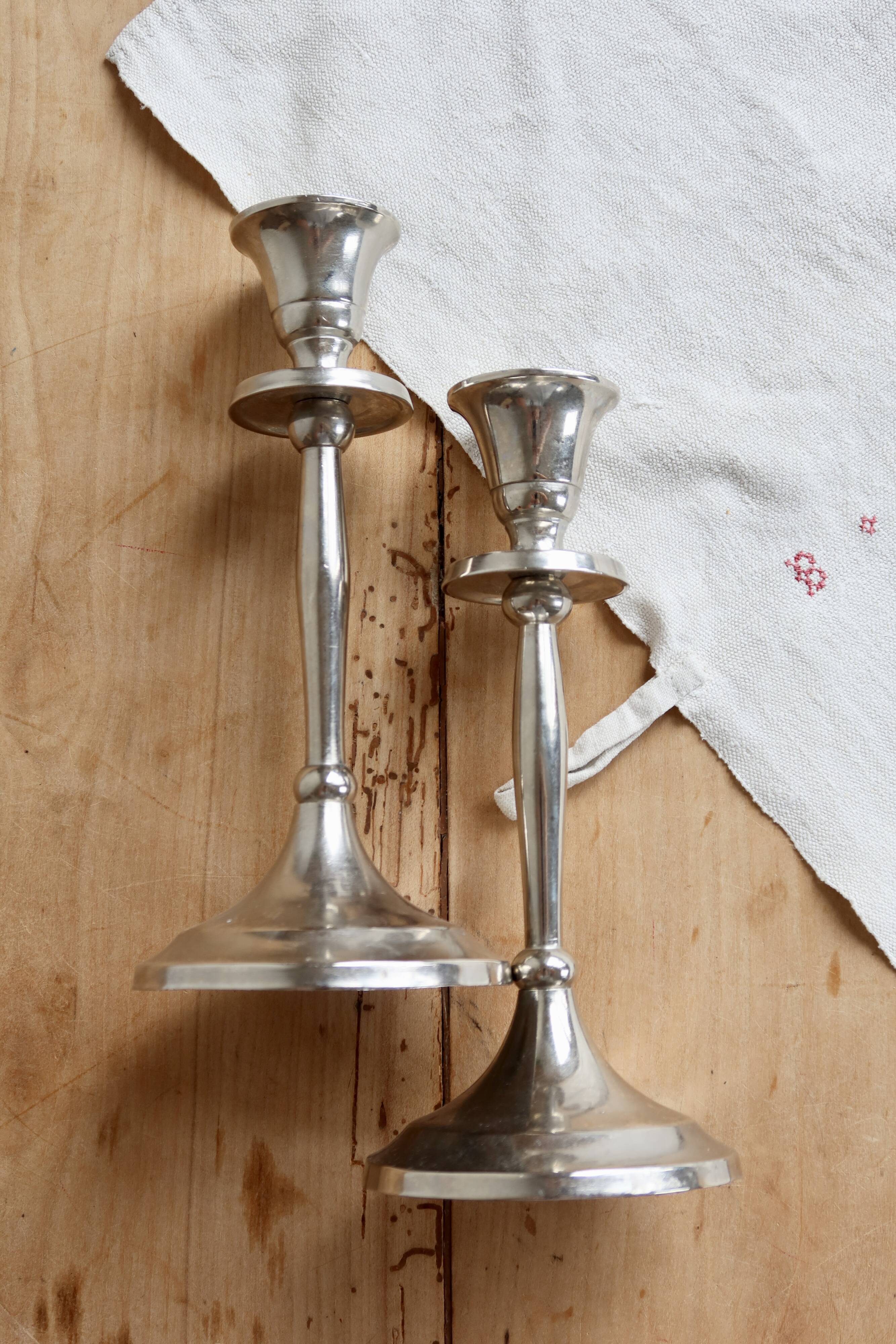 Pair of vintage silver-plated candlesticks