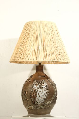 Pied de lampe en céramique double éclairage par Fonck & Matéo, Vallauris 1960s