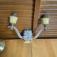 Chandelier + pair of wall lights in the old style jules leleu gilded + perspex plexi