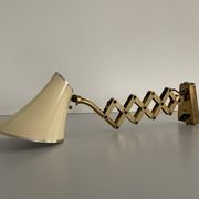 Cream metal and brass wall lamp with scissors design by Karl Lang for SIS Licht, 1950s, Germany.