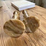 Set 2 old onyx candlesticks