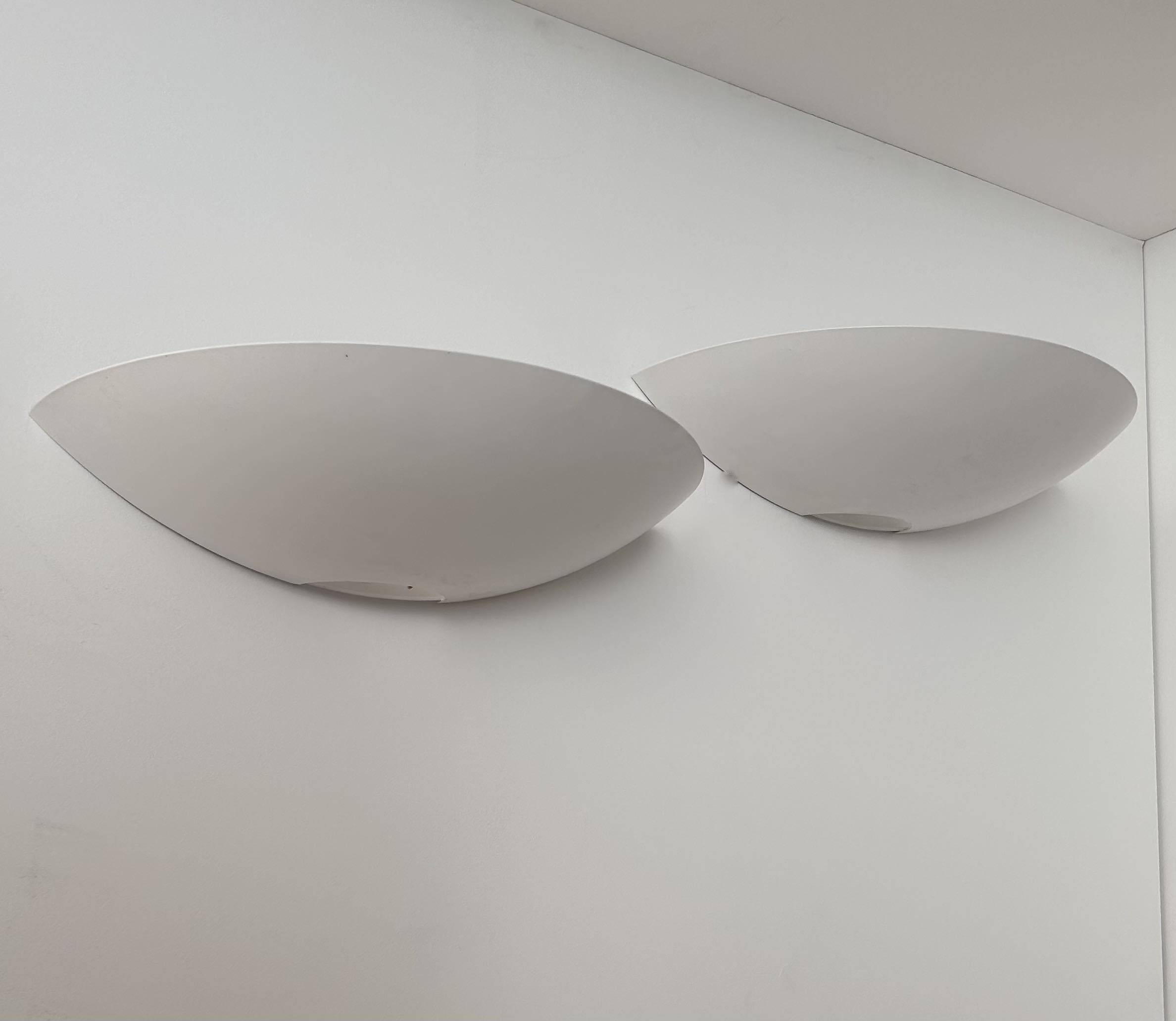 Pair of vintage wall lights, white lacquered metal, Germany 1980s