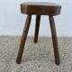 Tabouret de ferme tripode, assise hexagonale, bois massif, années 50-60