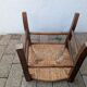 Antique solid wood stool with traditional rush seating – Late 19th century