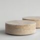 Cylindrical bowl in travertine with lid