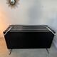 Old vintage leather and tubular metal sofa, design 70s