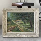 Peinture à huile balade en forêt Bailly