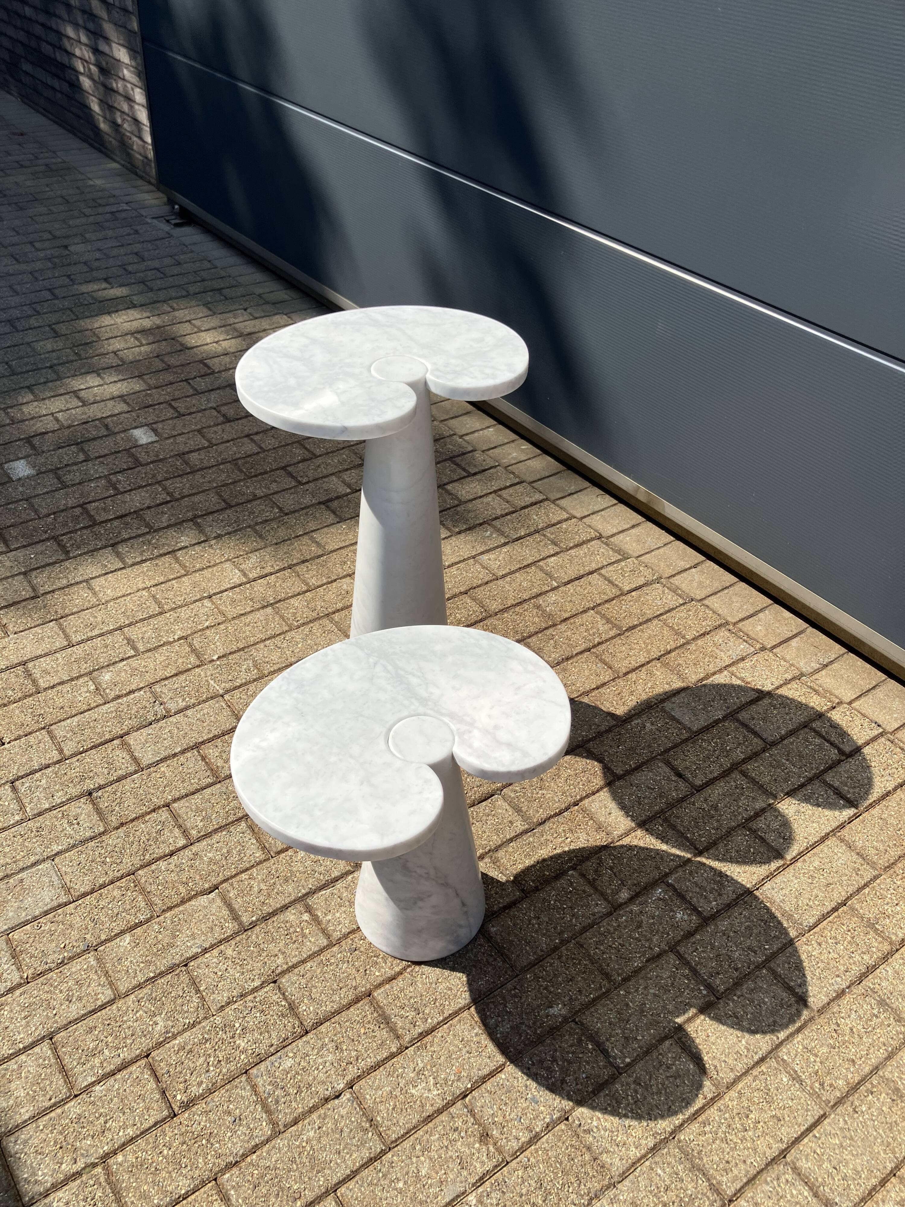 2x Eros Side table Angelo Mangiarotti Carrara marmer Nieuwstaat!