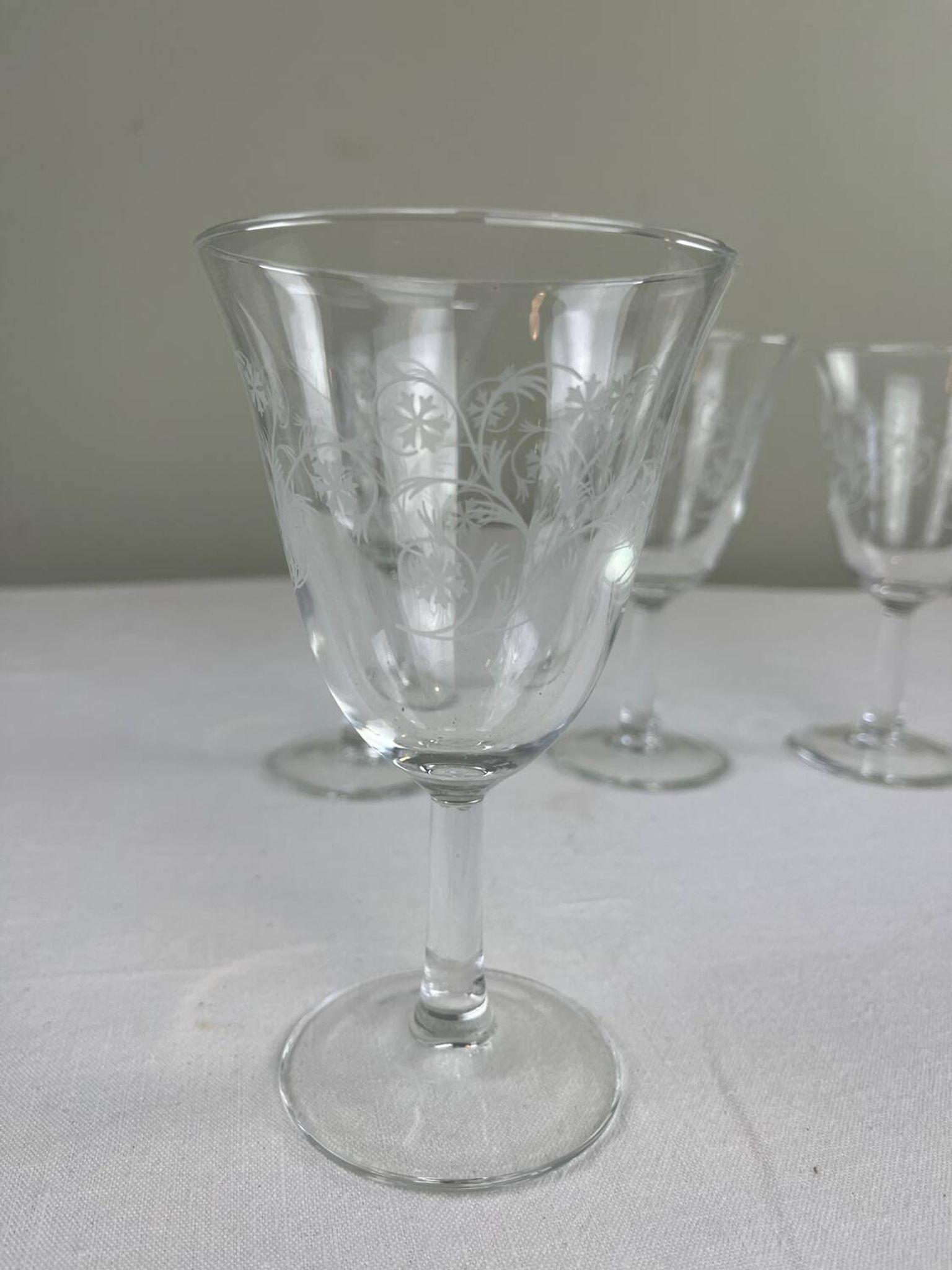 Engraved footed glasses