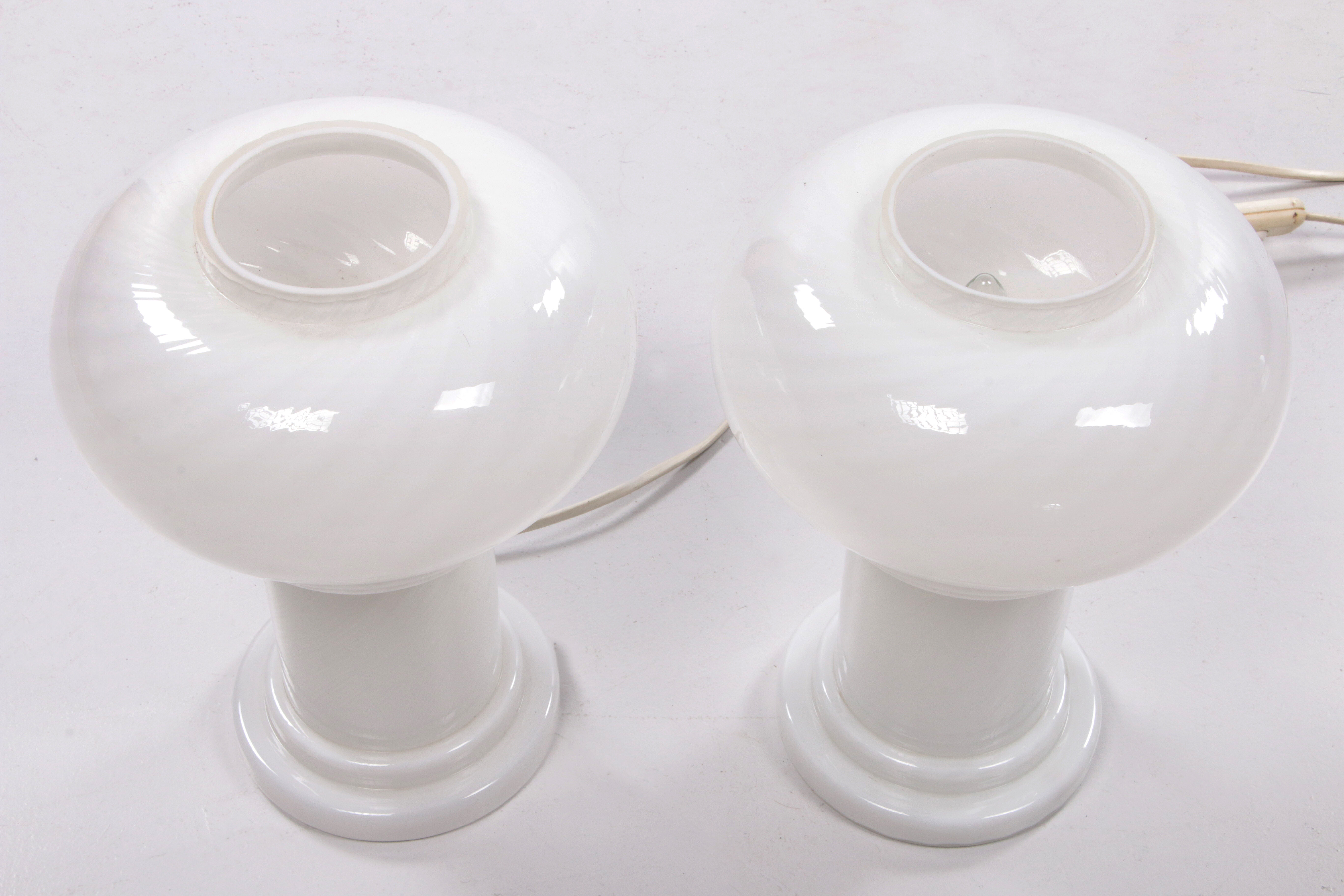 Vintage Set of 2 Opaline glass lamps, 1960 Germany.