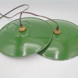 Duo of wall lamps in enamelled plate