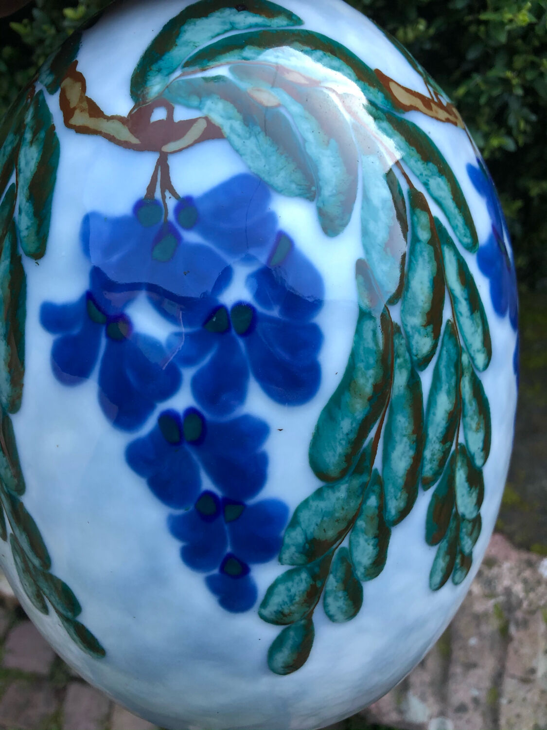 Vase art deco decoration with wisteria signed camille tharaud