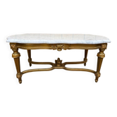 Louis XVI style coffee table – Gilded wood and Carrara marble