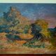 Peinture à l'huile sur panneau isorel paysage "le tamerici livorno" peintre carlo pupi 1939