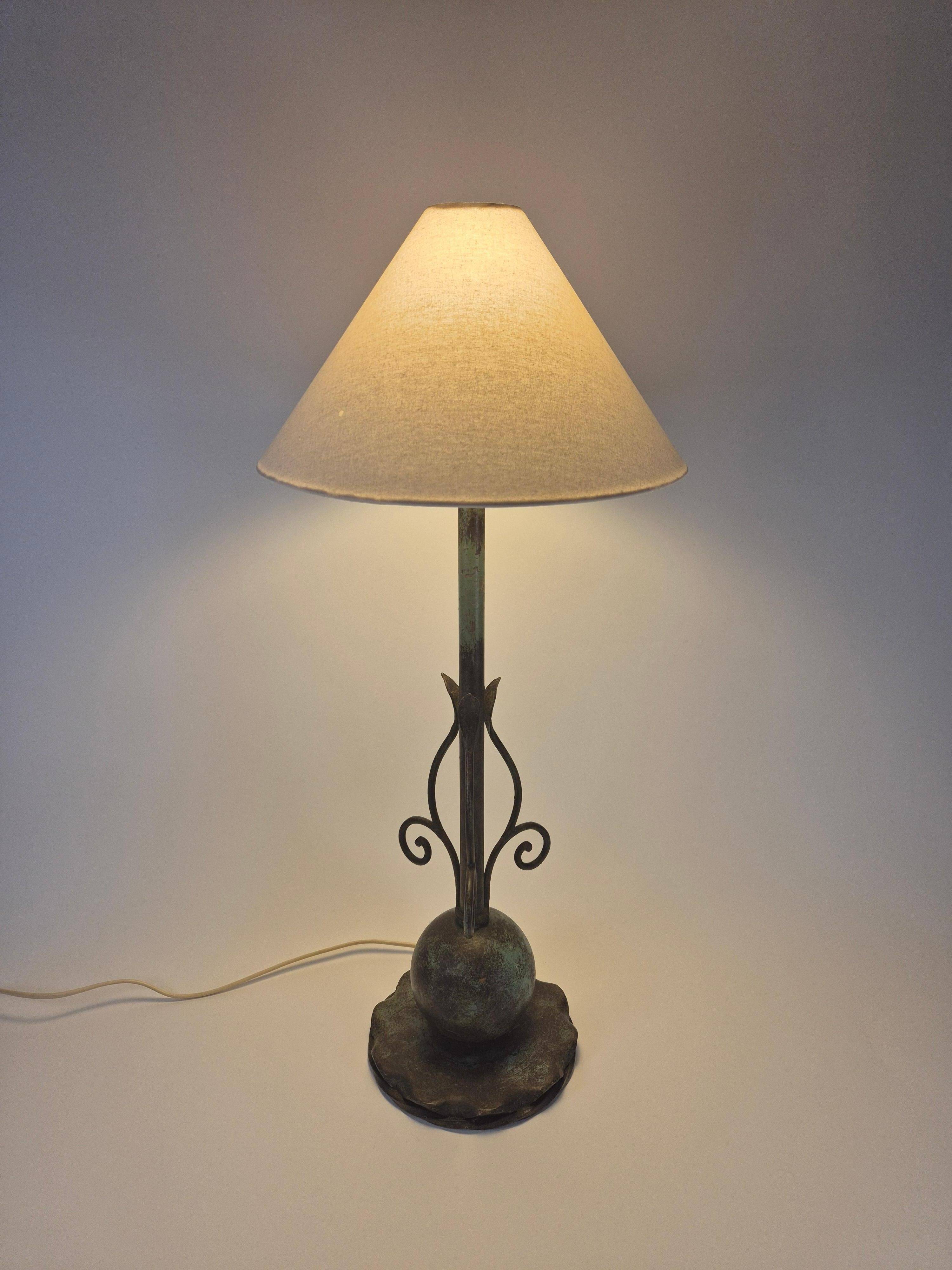 Decorative Patinated Bronze Table Lamp, Danish Grace / Scandinavian Modern
