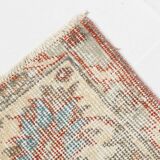 Tapis turc vintage shabby chic rouge pâle et bleu 5x9, 151x259 cm SK5619