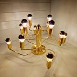 Large designer brass ceiling light, 70s