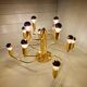 Large designer brass ceiling light, 70s