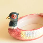Cache pot - Pheasant Planter in Earthenware — Polychrome Animal Motif Majolica