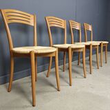 Chaises de salle à manger vintage de bistrot italien et corde de papier, années 1980