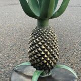 Art Deco pineapple side table in brass and iron, attributed to Maison Jansen, 1972