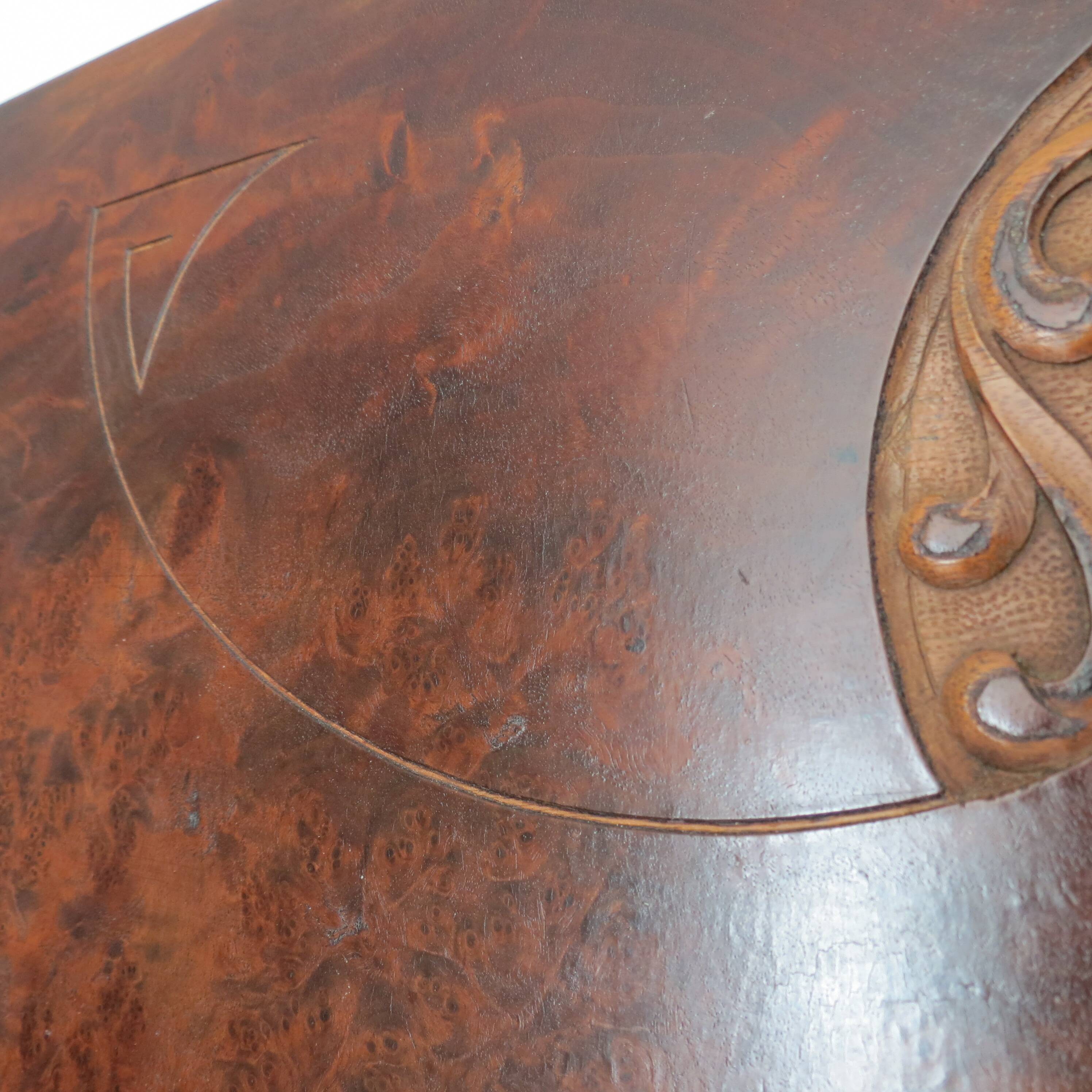 Art Nouveau Secessionist Carved Burr Walnut Wood Wall Hanging 1900