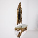 Wall console & its beaded mirror.