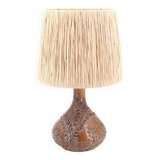 Sésame Vallauris ceramic lamp, raffia lampshade, 1970s