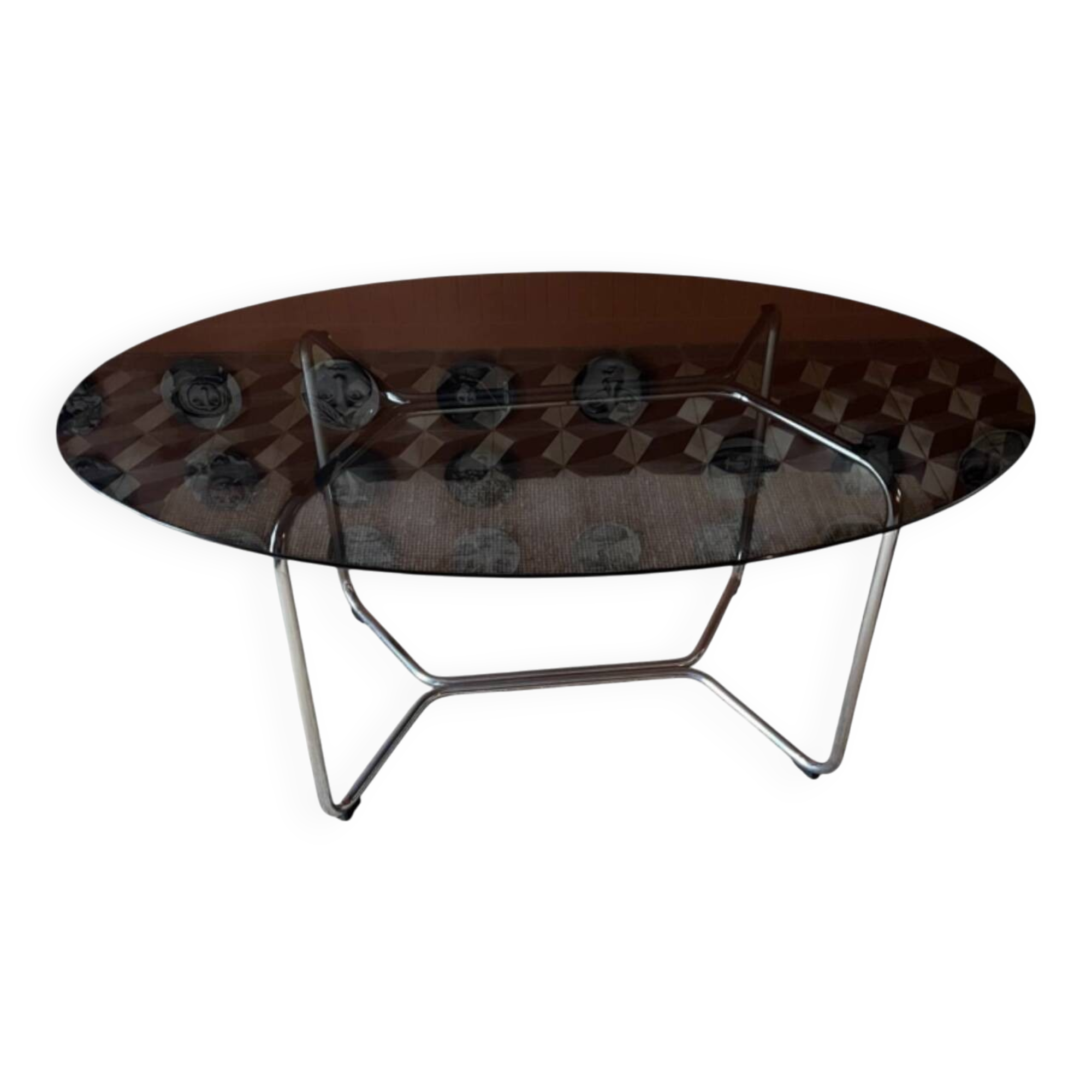 Vintage glass and chrome table