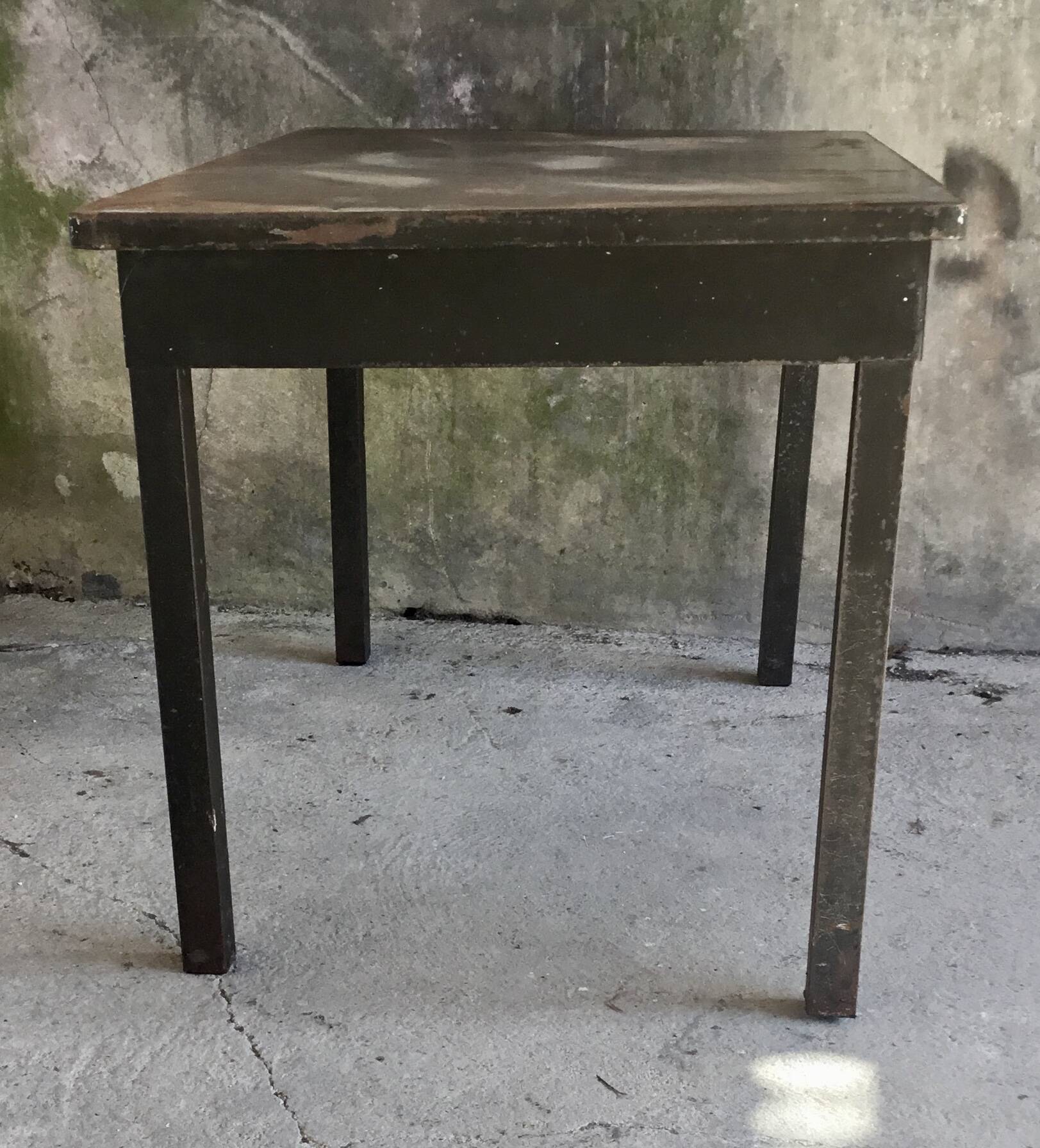 Metal table with drawer, industrial or military.